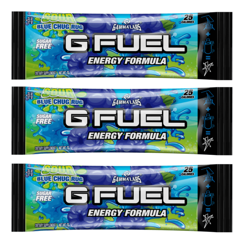 G FUEL Sour Blue Chug Rug (kyselá modrá malina) - 3x 7g balení