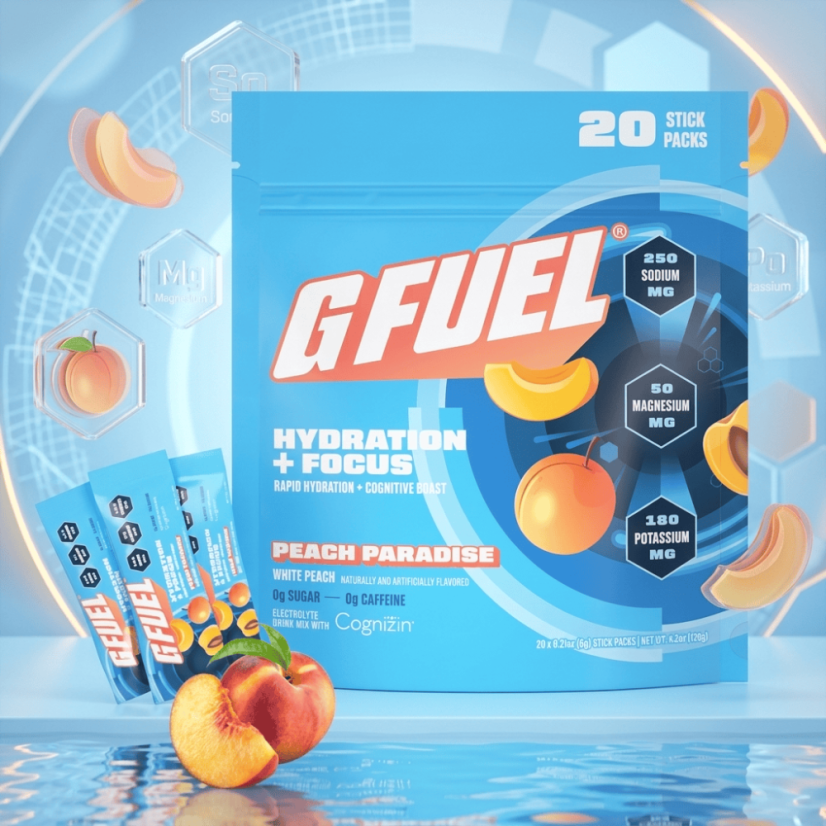 G FUEL Hydration + Focus Peach Paradise - Bez Kofeinu