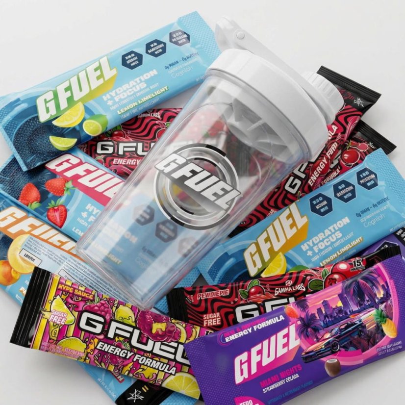 G FUEL Starter Kit - Winter White Shaker + 7 testovacích balení