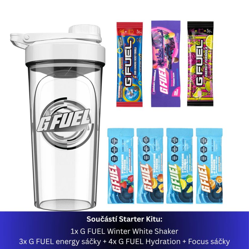 G FUEL Starter Kit - Winter White Shaker + 7 testovacích balení