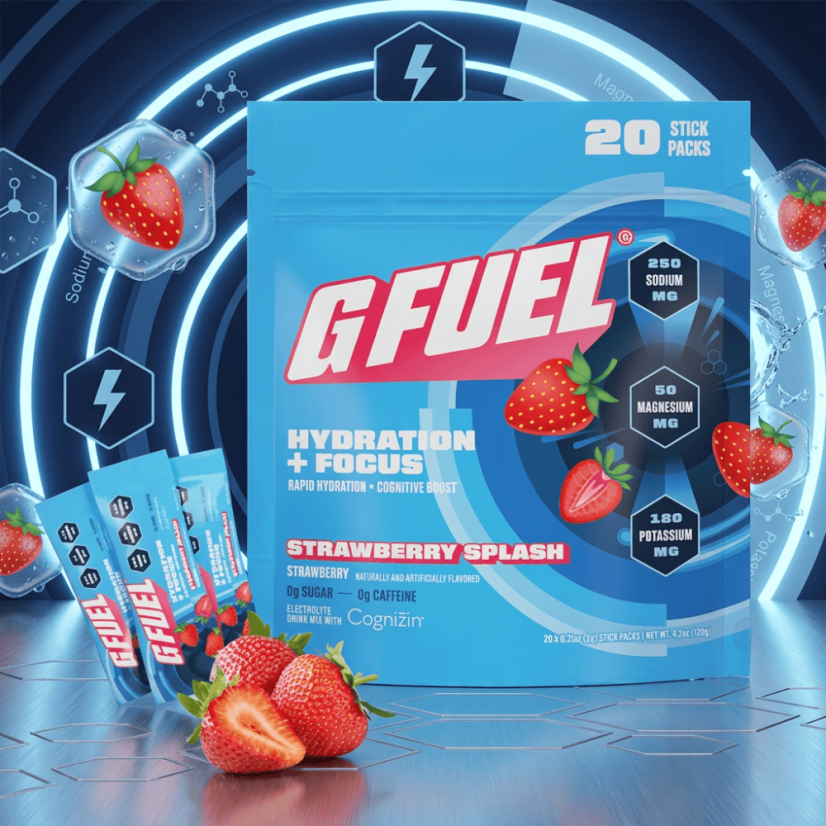 G FUEL Hydration + Focus Strawberry Splash - Caffeine-free