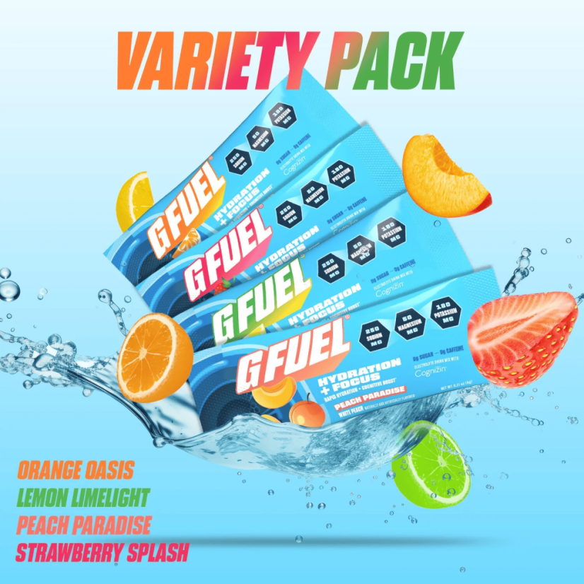 G FUEL Hydration + Focus Mix 4 příchutí - Bez Kofeinu