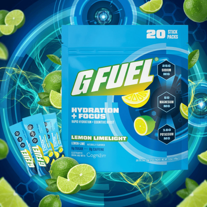 G FUEL Hydration + Focus Lemon Limelight- Caffeine-free-KOPIE