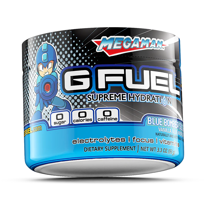 G FUEL Mega Man Supreme Blue Bomber Slushee (vanilka, modrá malina, Bez kofeinu)
